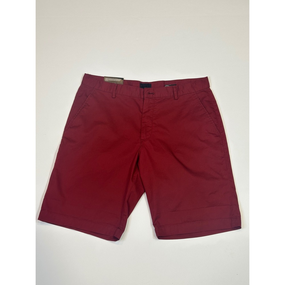 HM Mens Slim Fit Chino Shorts Burgundy Red Size 33 Flat Front Casual